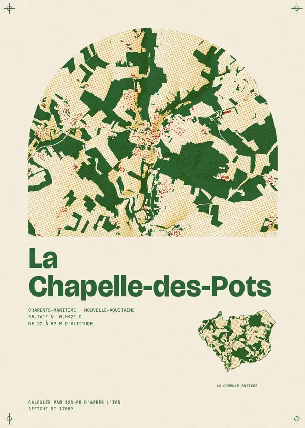 Affiche de La Chapelle-des-Pots, calculée par 123-fr d'après l'IGN