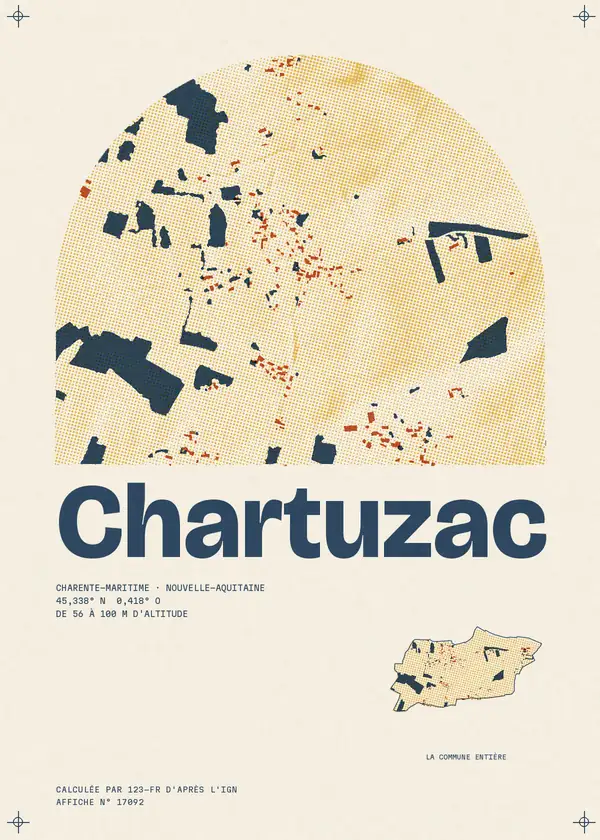 Affiche de Chartuzac, calculée par 123-fr d'après l'IGN
