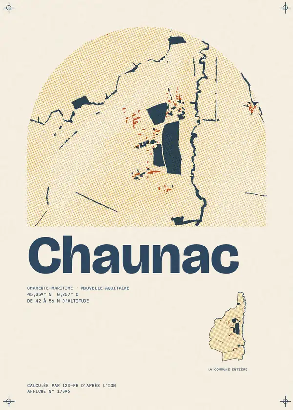 Affiche de Chaunac, calculée par 123-fr d'après l'IGN