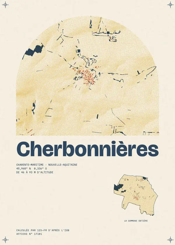 Affiche de Cherbonnières, calculée par 123-fr d'après l'IGN