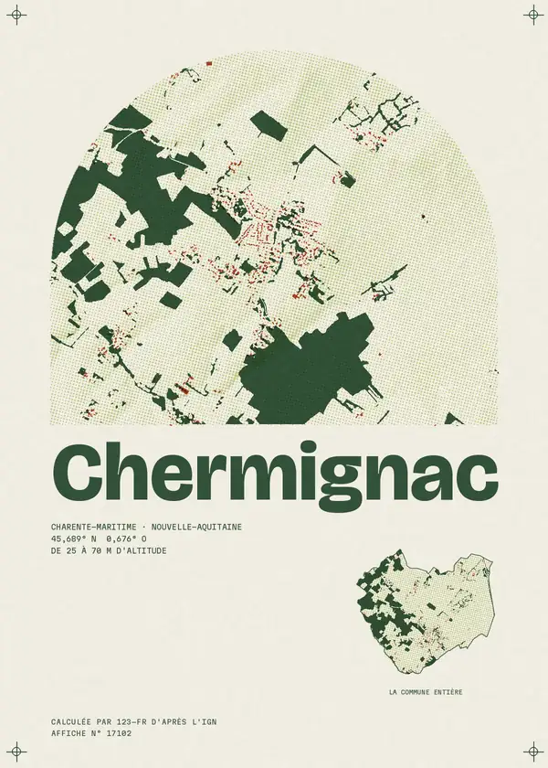 Affiche de Chermignac, calculée par 123-fr d'après l'IGN