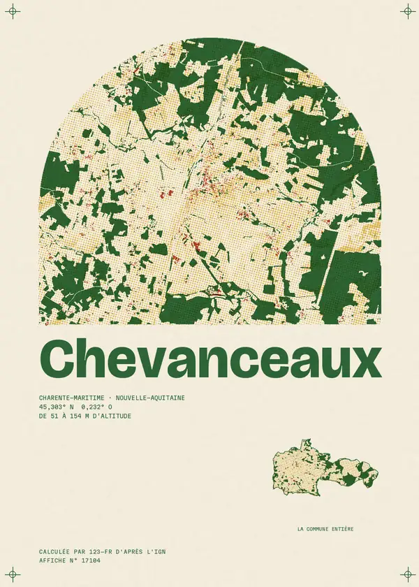 Affiche de Chevanceaux, calculée par 123-fr d'après l'IGN