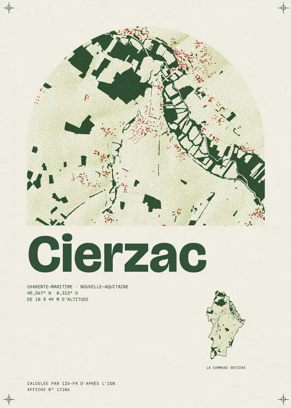 Affiche de Cierzac, calculée par 123-fr d'après l'IGN