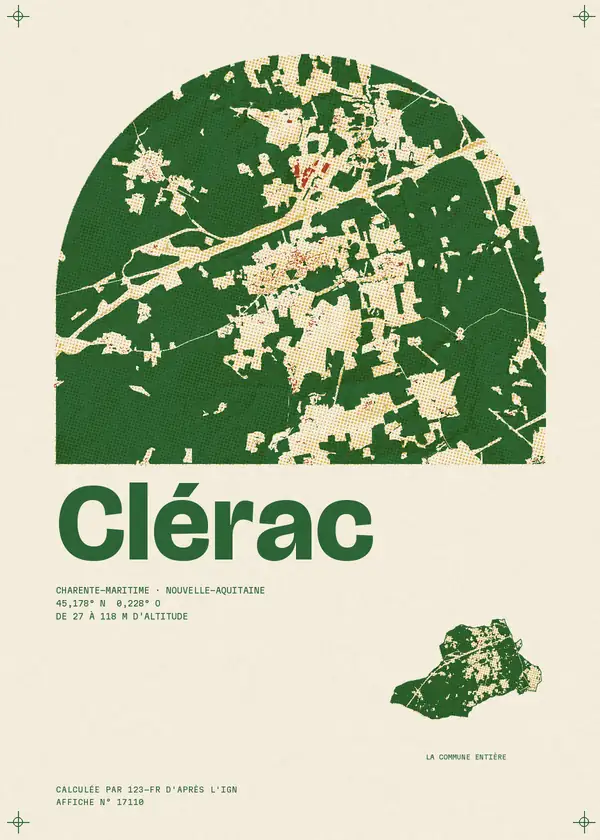 Affiche de Clérac, calculée par 123-fr d'après l'IGN