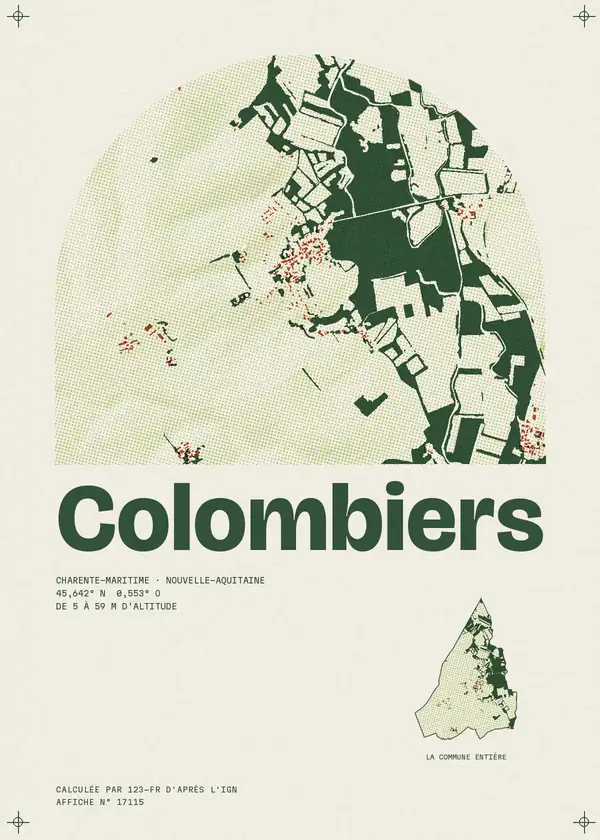 Affiche de Colombiers, calculée par 123-fr d'après l'IGN