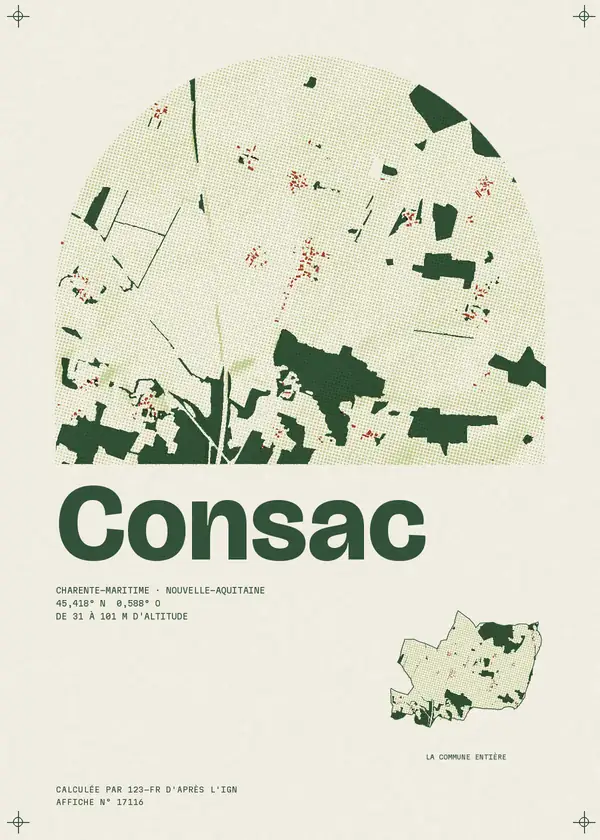Affiche de Consac, calculée par 123-fr d'après l'IGN