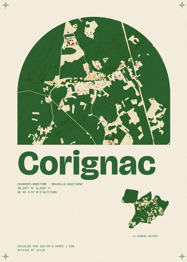 Affiche de Corignac, calculée par 123-fr d'après l'IGN