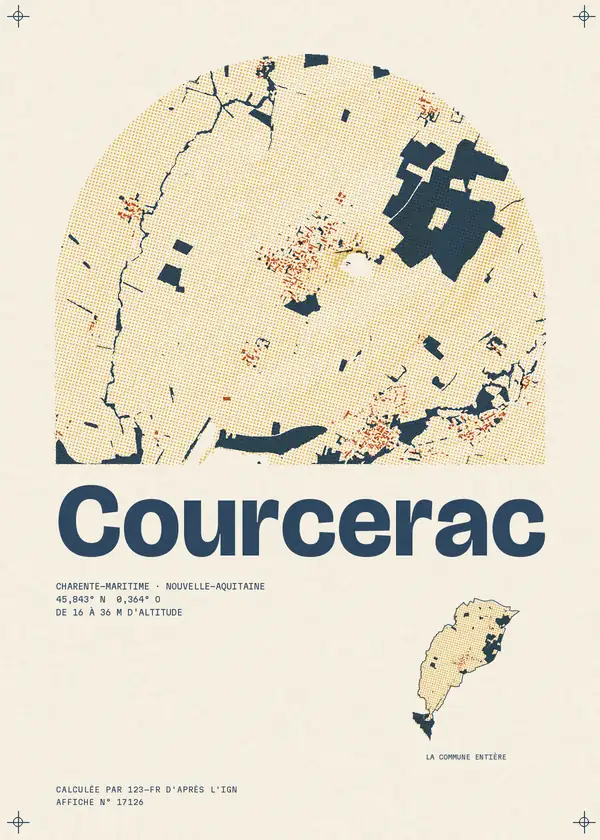 Affiche de Courcerac, calculée par 123-fr d'après l'IGN