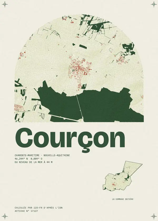 Affiche de Courçon, calculée par 123-fr d'après l'IGN