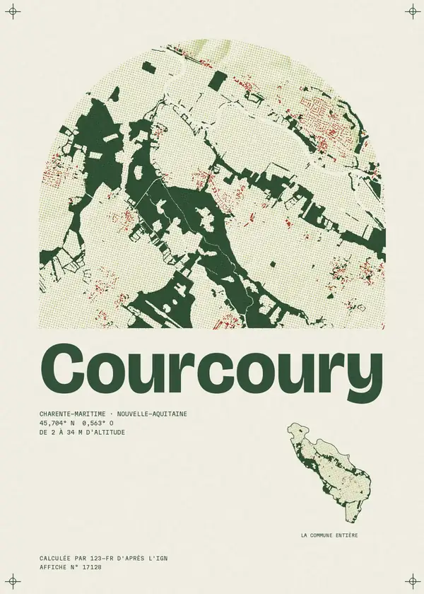 Affiche de Courcoury, calculée par 123-fr d'après l'IGN