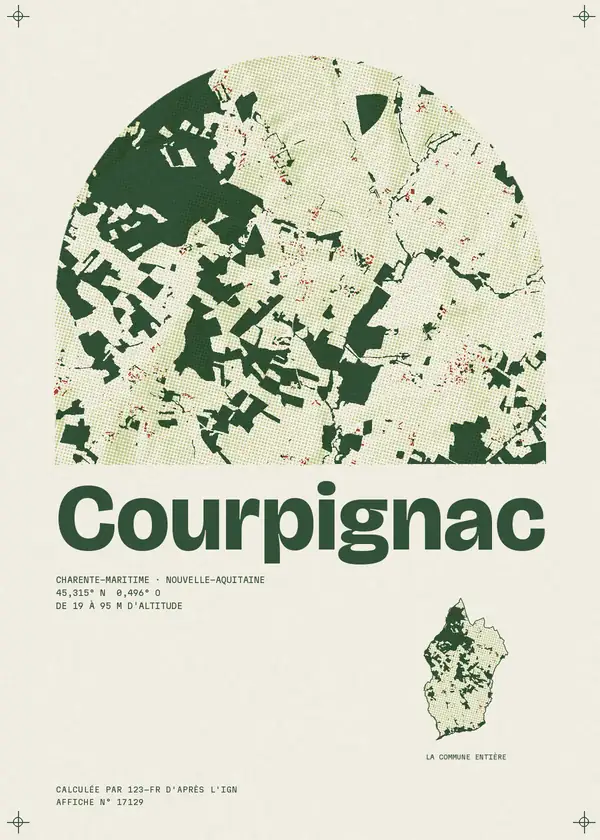 Affiche de Courpignac, calculée par 123-fr d'après l'IGN