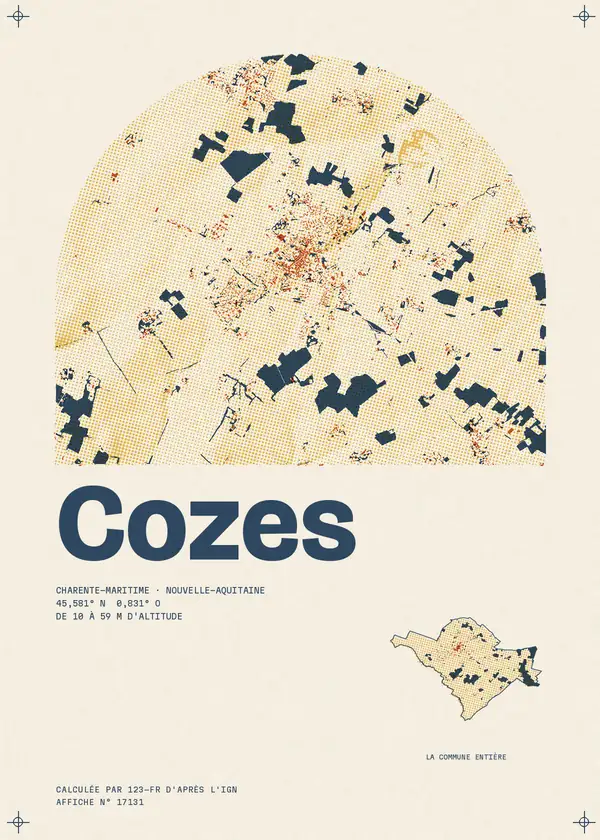 Affiche de Cozes, calculée par 123-fr d'après l'IGN