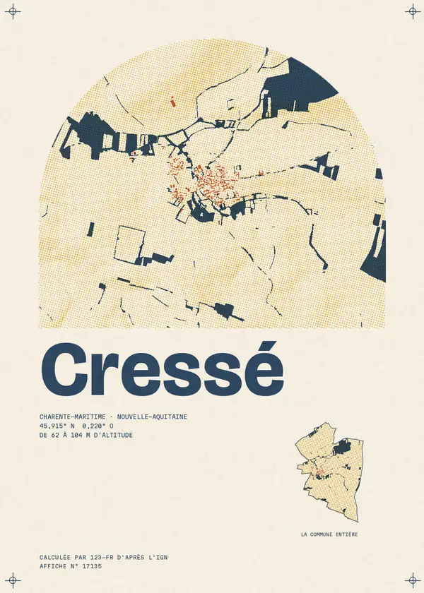 Affiche de Cressé, calculée par 123-fr d'après l'IGN
