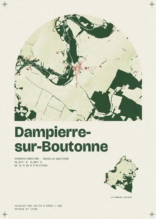 Affiche de Dampierre-sur-Boutonne, calculée par 123-fr d'après l'IGN