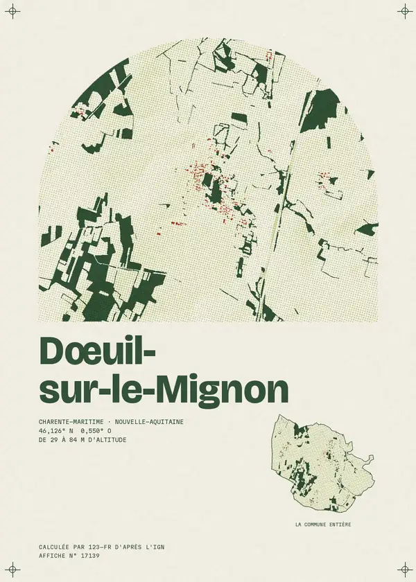 Affiche de Dœuil-sur-le-Mignon, calculée par 123-fr d'après l'IGN