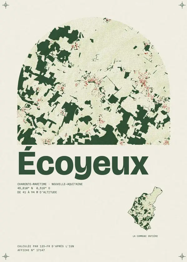 Affiche de Écoyeux, calculée par 123-fr d'après l'IGN