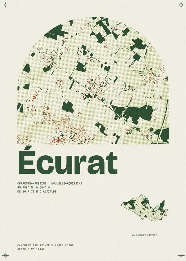 Affiche de Écurat, calculée par 123-fr d'après l'IGN