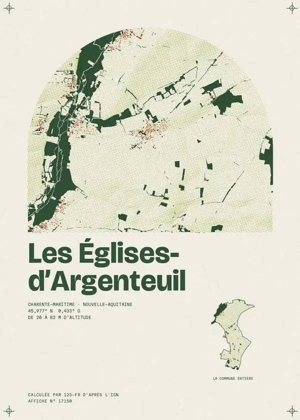 Affiche de Les Églises-d'Argenteuil, calculée par 123-fr d'après l'IGN