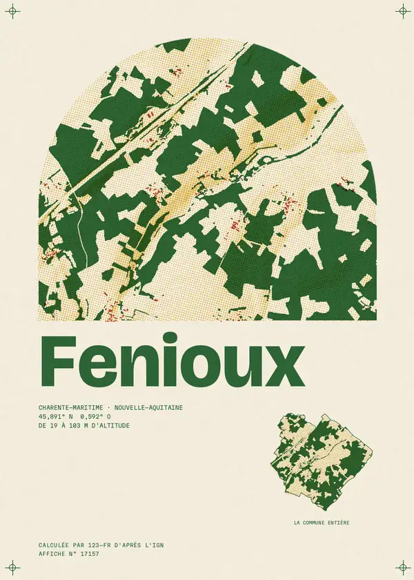 Affiche de Fenioux, calculée par 123-fr d'après l'IGN
