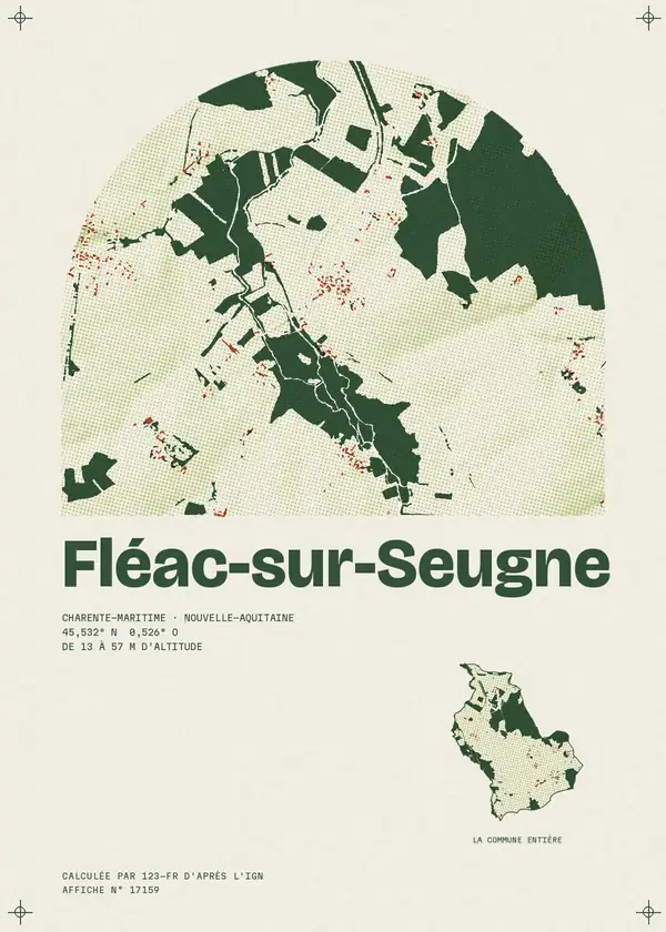 Affiche de Fléac-sur-Seugne, calculée par 123-fr d'après l'IGN