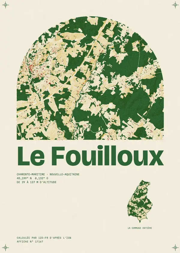 Affiche de Le Fouilloux, calculée par 123-fr d'après l'IGN