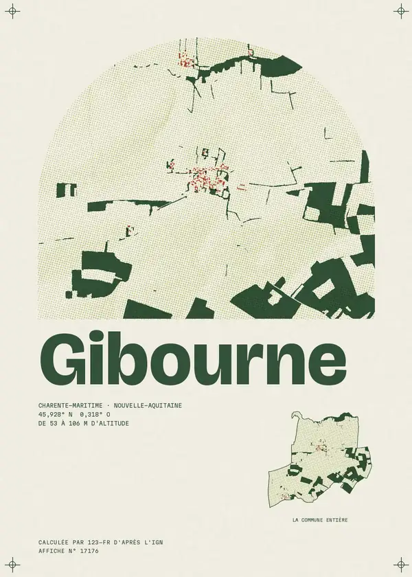 Affiche de Gibourne, calculée par 123-fr d'après l'IGN