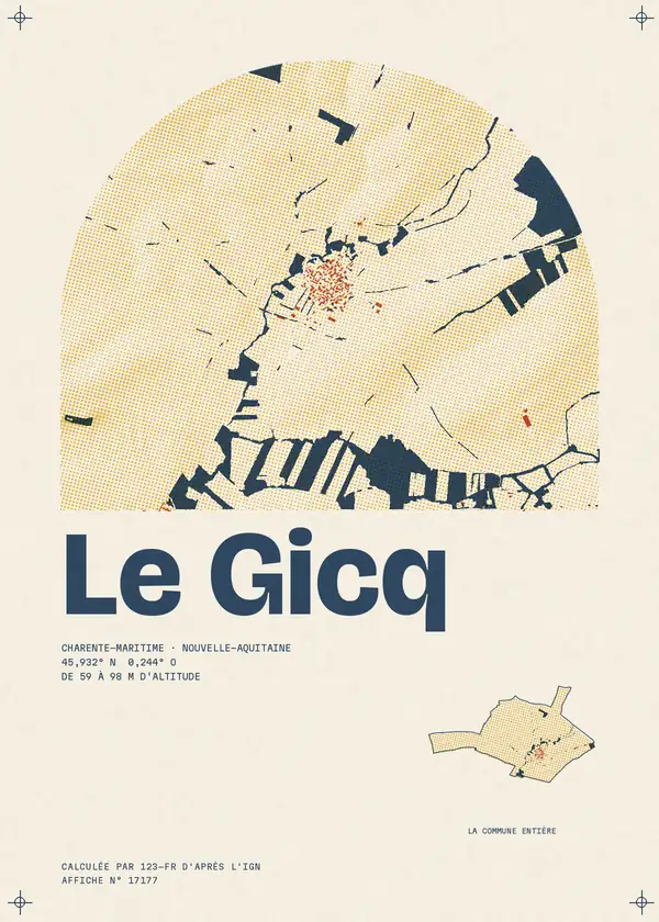 Affiche de Le Gicq, calculée d'après l'IGN