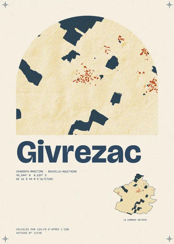Affiche de Givrezac, calculée par 123-fr d'après l'IGN