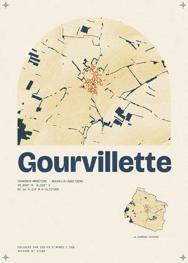 Affiche de Gourvillette, calculée par 123-fr d'après l'IGN