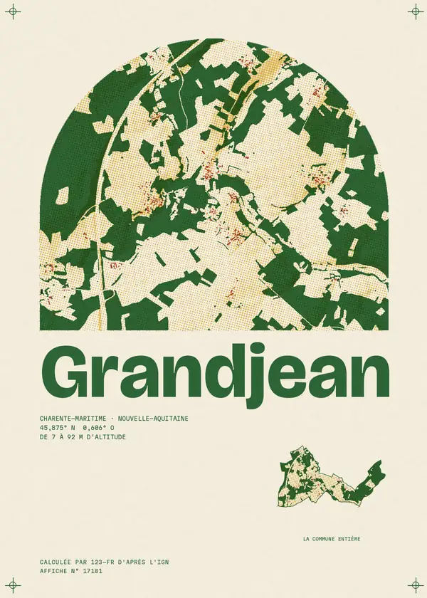 Affiche de Grandjean, calculée par 123-fr d'après l'IGN