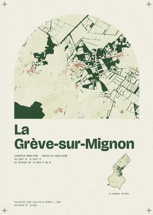 Affiche de La Grève-sur-Mignon, calculée par 123-fr d'après l'IGN