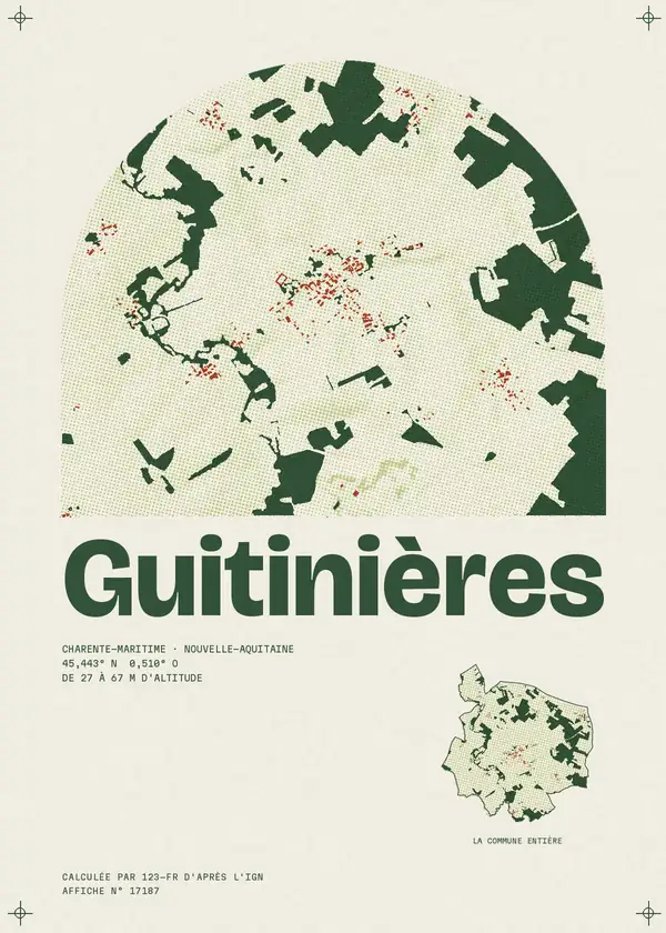 Affiche de Guitinières, calculée par 123-fr d'après l'IGN