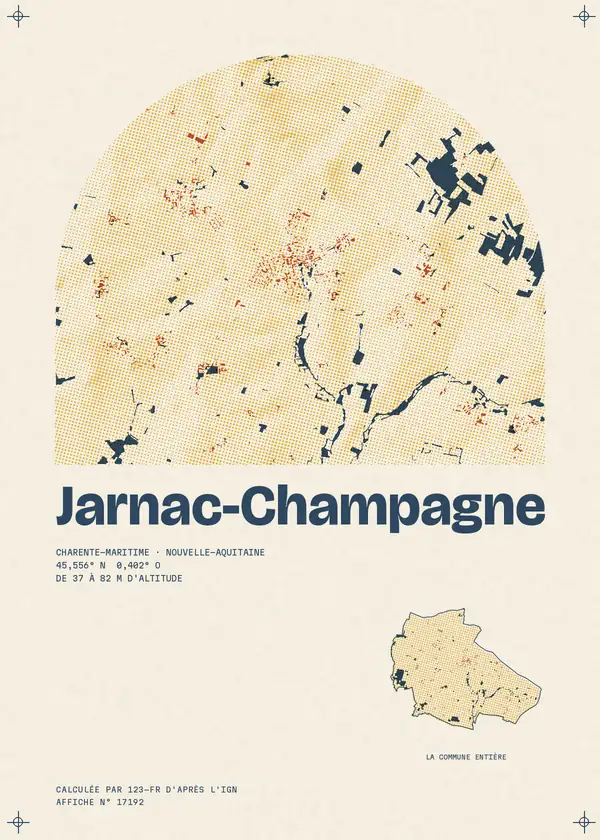 Affiche de Jarnac-Champagne, calculée par 123-fr d'après l'IGN