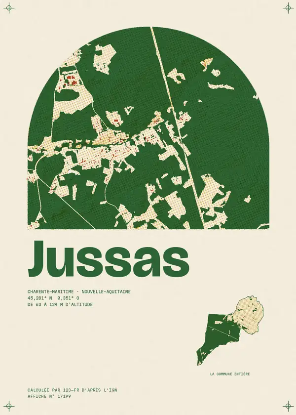 Affiche de Jussas, calculée par 123-fr d'après l'IGN