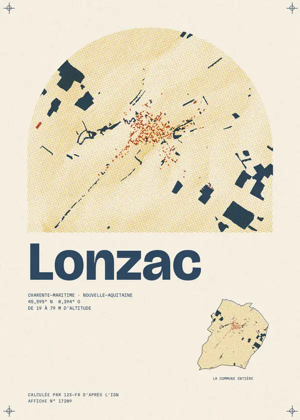 Affiche de Lonzac, calculée par 123-fr d'après l'IGN