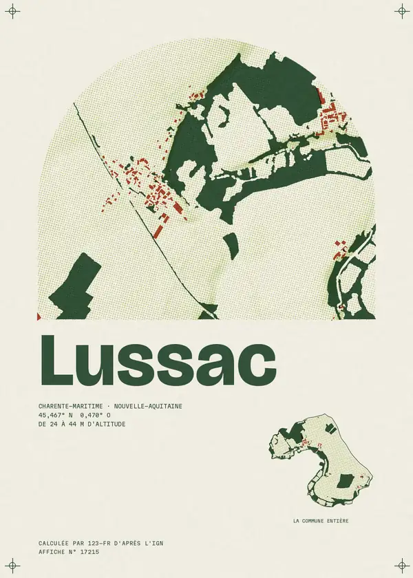 Affiche de Lussac, calculée par 123-fr d'après l'IGN