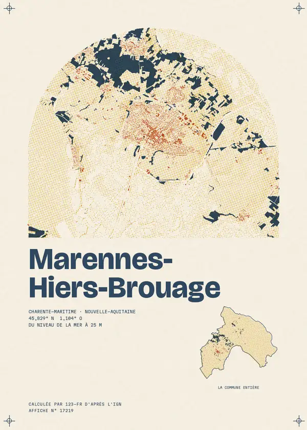 Affiche de Marennes-Hiers-Brouage, calculée par 123-fr d'après l'IGN