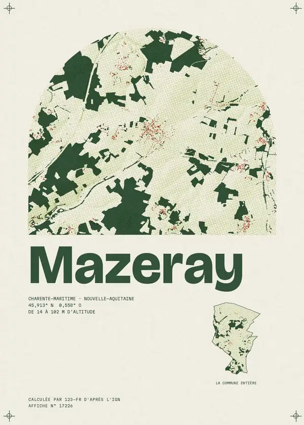 Affiche de Mazeray, calculée par 123-fr d'après l'IGN