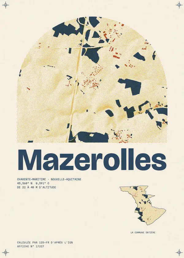 Affiche de Mazerolles, calculée par 123-fr d'après l'IGN