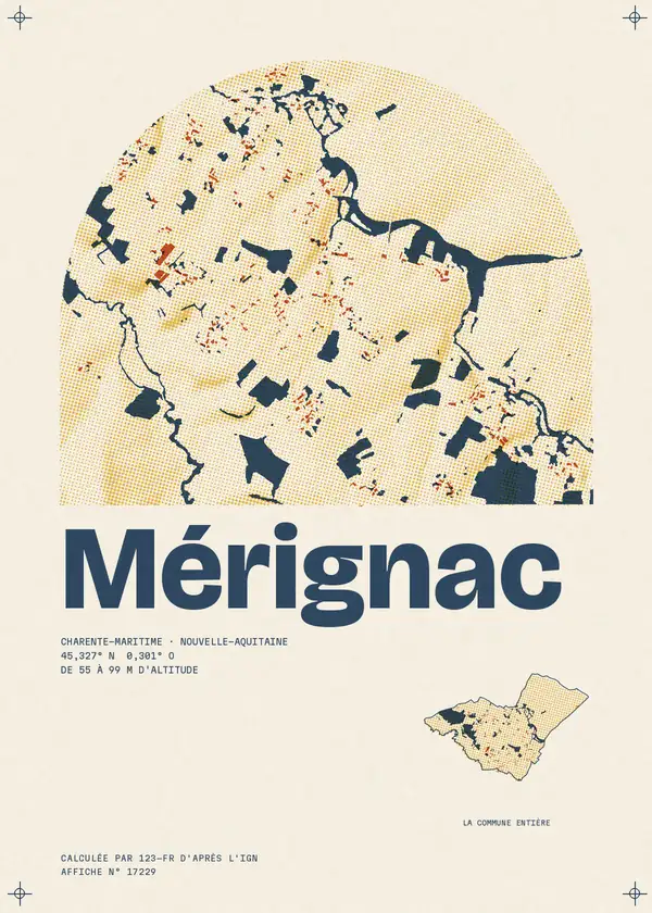 Affiche de Mérignac, calculée par 123-fr d'après l'IGN