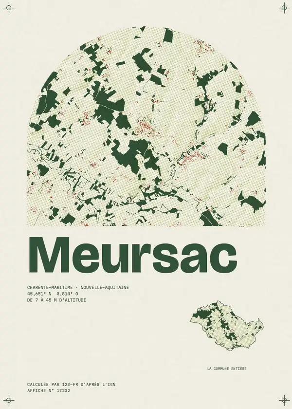 Affiche de Meursac, calculée par 123-fr d'après l'IGN