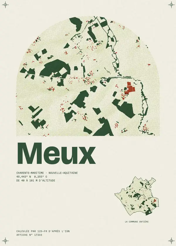 Affiche de Meux, calculée par 123-fr d'après l'IGN