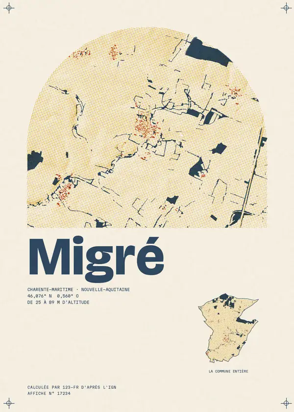 Affiche de Migré, calculée par 123-fr d'après l'IGN