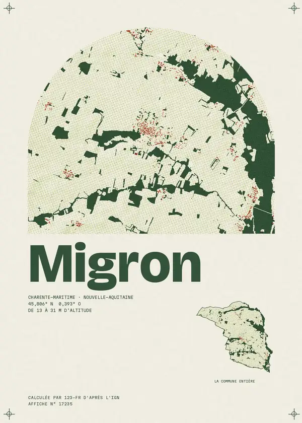 Affiche de Migron, calculée par 123-fr d'après l'IGN