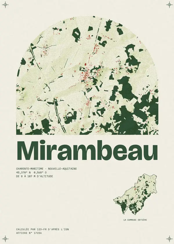 Affiche de Mirambeau, calculée par 123-fr d'après l'IGN