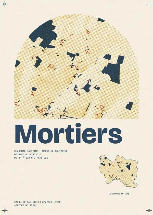 Affiche de Mortiers, calculée par 123-fr d'après l'IGN