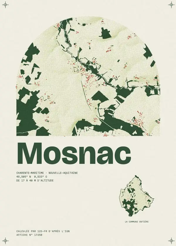 Affiche de Mosnac, calculée par 123-fr d'après l'IGN