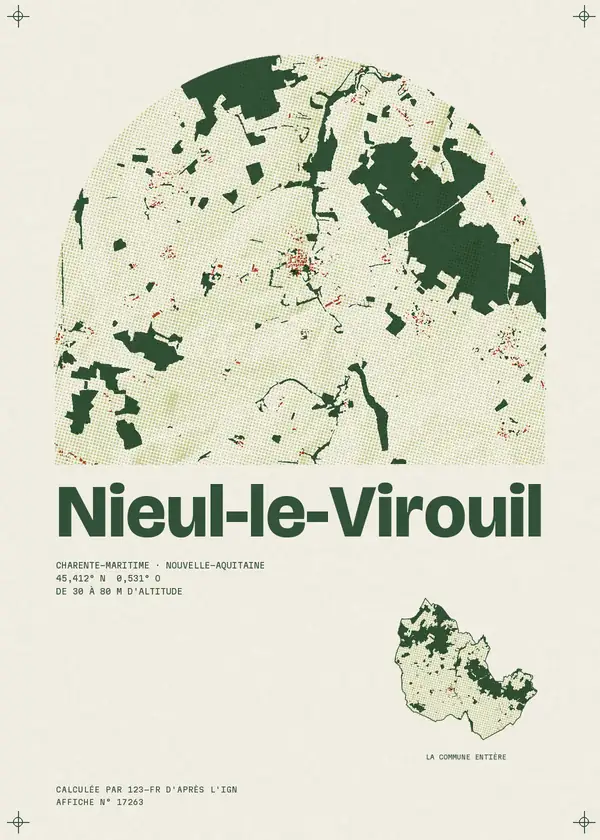 Affiche de Nieul-le-Virouil, calculée par 123-fr d'après l'IGN