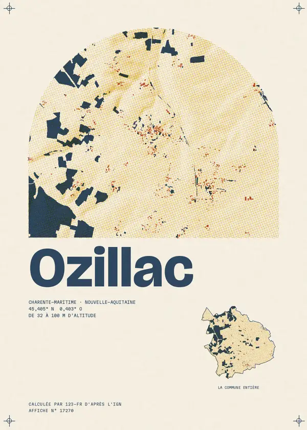 Affiche de Ozillac, calculée par 123-fr d'après l'IGN