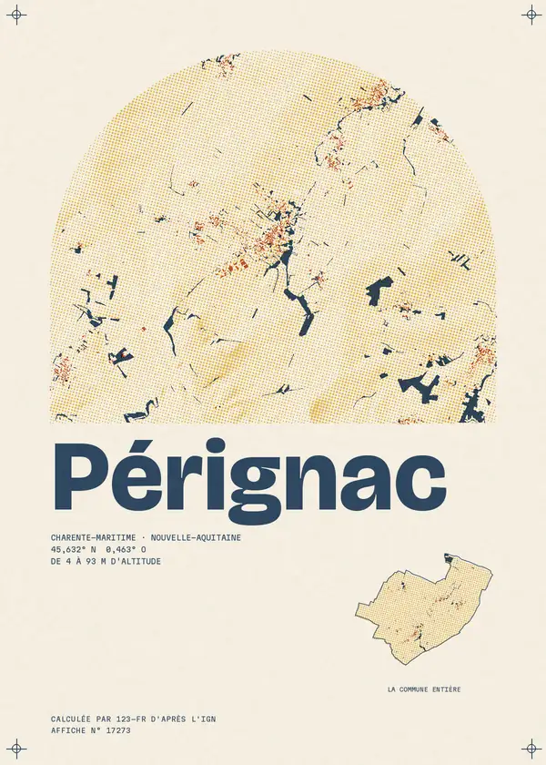 Affiche de Pérignac, calculée par 123-fr d'après l'IGN